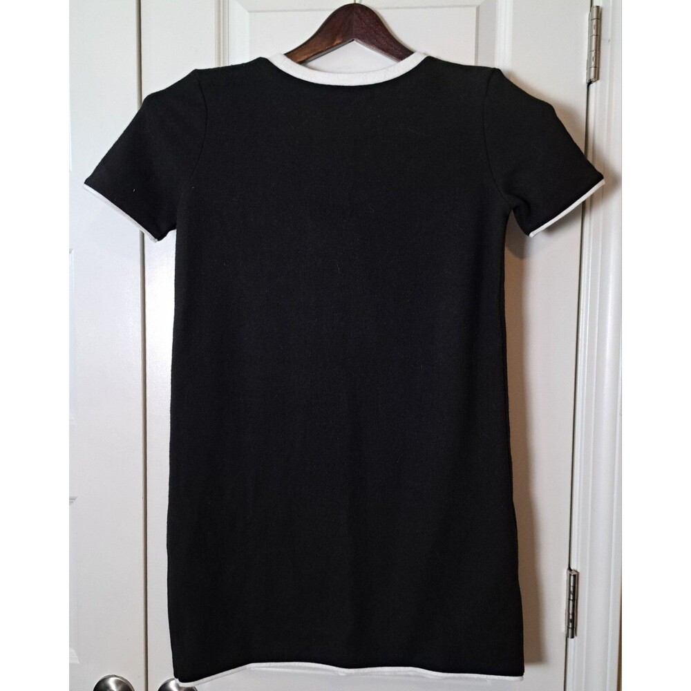 Zara Pocket T-Shirt Dress Size S Knit Short Sleeve Black with White Trim Modern - Picture 4 of 10